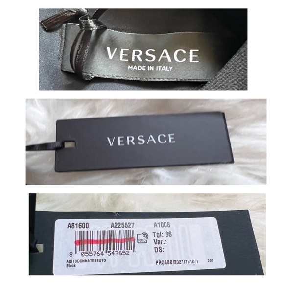 New! VERSACE Logo Studded Sleeve A-Line Dress IT 36 - Picture 10 of 11